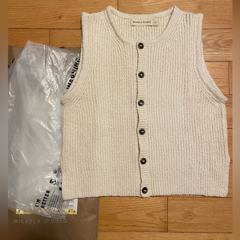 NEW Micaela Greg Cream Boucle Rib Vest